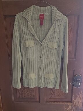 3 For $40 Olsen Sage Green Ribbed Button-Front Cardigan